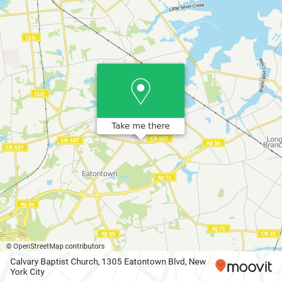 Mapa de Calvary Baptist Church, 1305 Eatontown Blvd