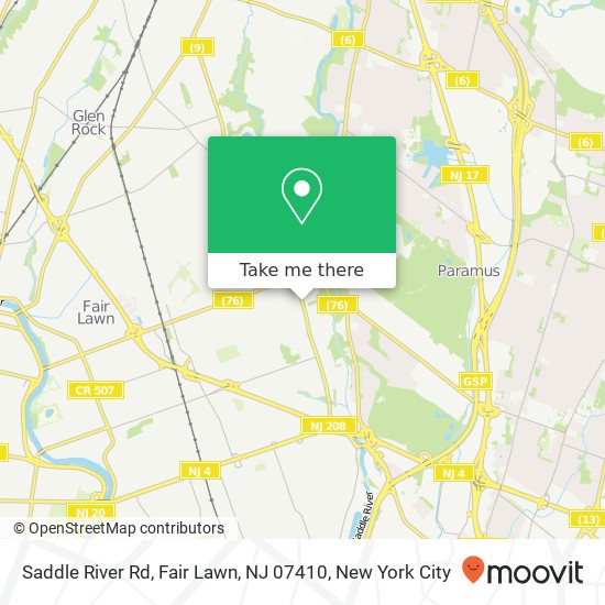 Mapa de Saddle River Rd, Fair Lawn, NJ 07410