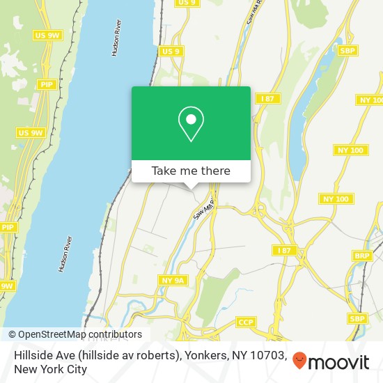 Mapa de Hillside Ave (hillside av roberts), Yonkers, NY 10703
