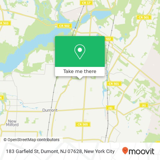 Mapa de 183 Garfield St, Dumont, NJ 07628