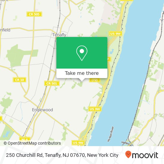 Mapa de 250 Churchill Rd, Tenafly, NJ 07670