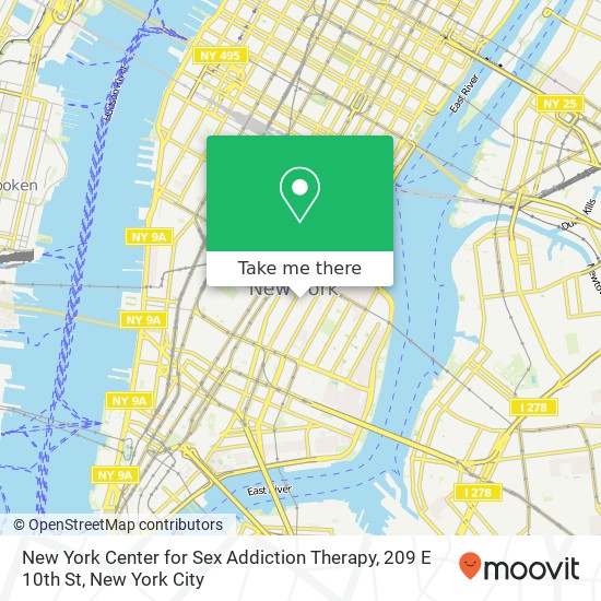 Mapa de New York Center for Sex Addiction Therapy, 209 E 10th St