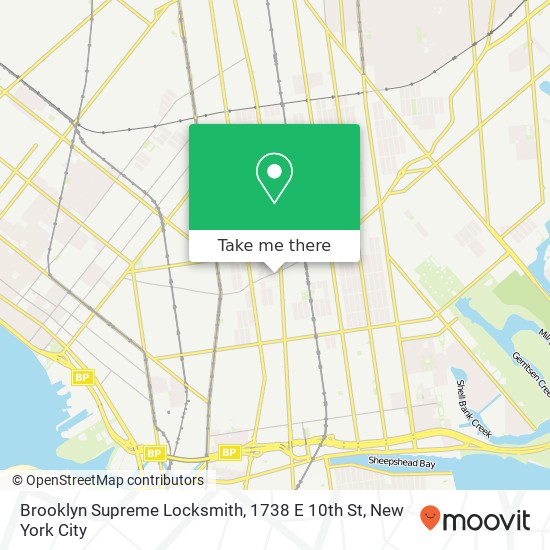 Mapa de Brooklyn Supreme Locksmith, 1738 E 10th St