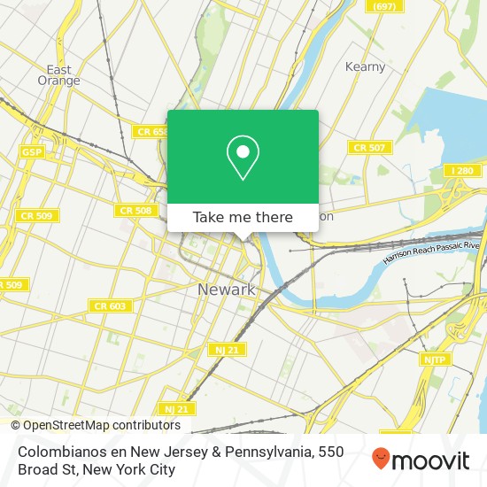 Colombianos en New Jersey & Pennsylvania, 550 Broad St map