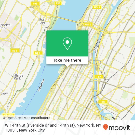 Mapa de W 144th St (riverside dr and 144th st), New York, NY 10031