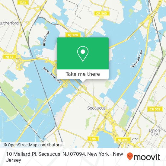 Mapa de 10 Mallard Pl, Secaucus, NJ 07094
