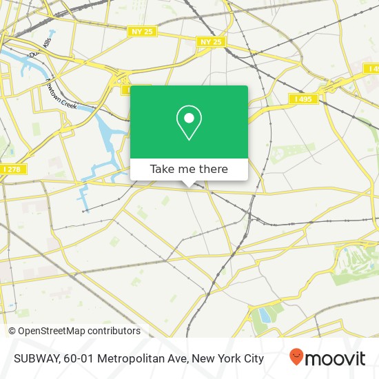Mapa de SUBWAY, 60-01 Metropolitan Ave
