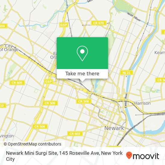 Mapa de Newark Mini Surgi Site, 145 Roseville Ave