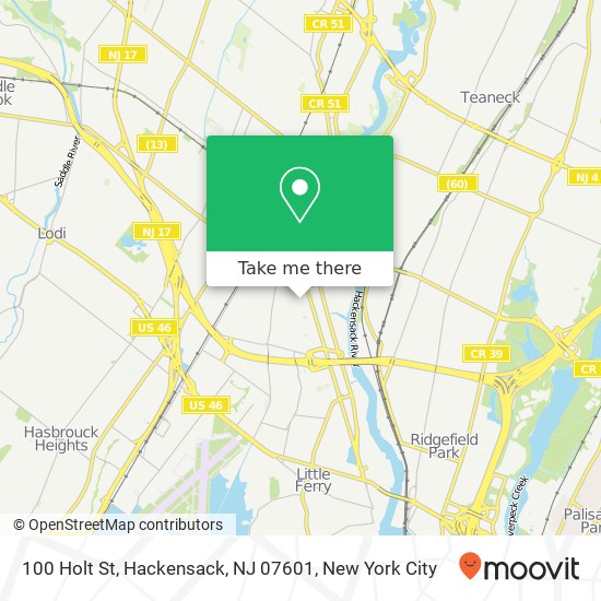 Mapa de 100 Holt St, Hackensack, NJ 07601