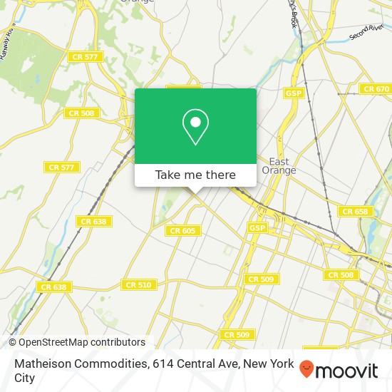 Mapa de Matheison Commodities, 614 Central Ave