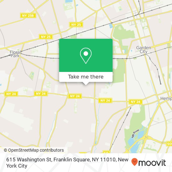 Mapa de 615 Washington St, Franklin Square, NY 11010