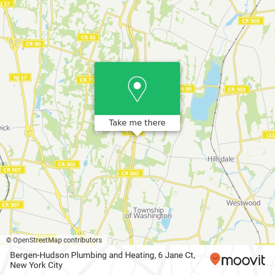 Mapa de Bergen-Hudson Plumbing and Heating, 6 Jane Ct