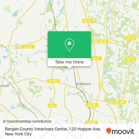 Mapa de Bergen County Veterinary Center, 120 Hopper Ave