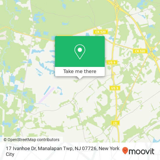 Mapa de 17 Ivanhoe Dr, Manalapan Twp, NJ 07726