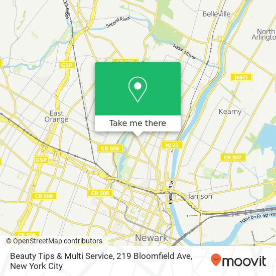 Mapa de Beauty Tips & Multi Service, 219 Bloomfield Ave