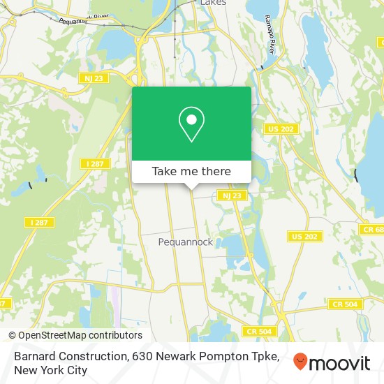 Mapa de Barnard Construction, 630 Newark Pompton Tpke