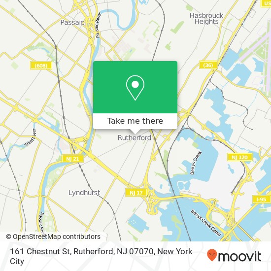 Mapa de 161 Chestnut St, Rutherford, NJ 07070