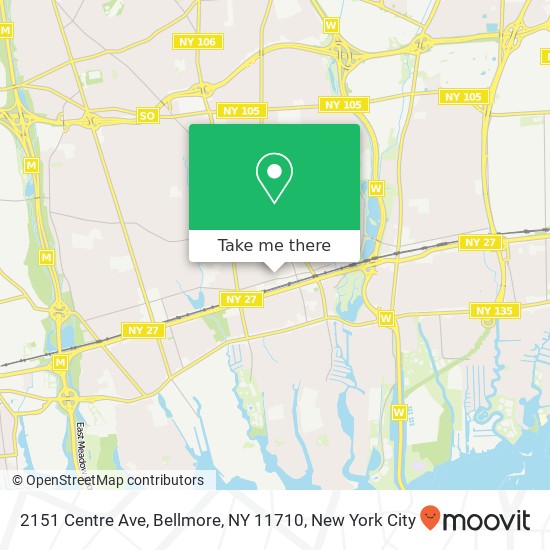 Mapa de 2151 Centre Ave, Bellmore, NY 11710