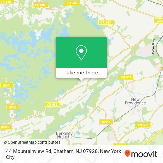 Mapa de 44 Mountainview Rd, Chatham, NJ 07928