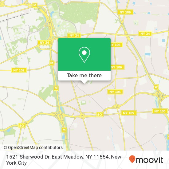 Mapa de 1521 Sherwood Dr, East Meadow, NY 11554