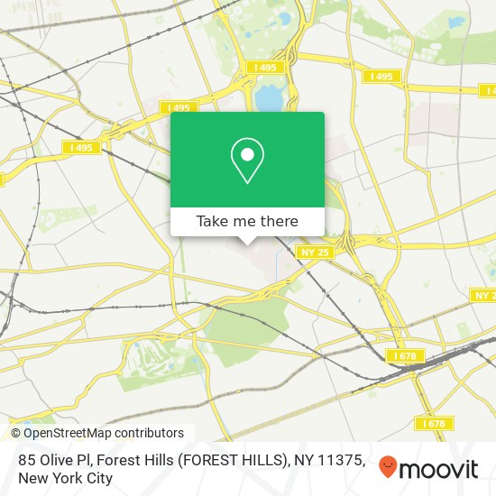 Mapa de 85 Olive Pl, Forest Hills (FOREST HILLS), NY 11375