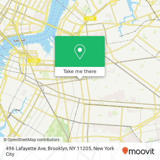 Mapa de 496 Lafayette Ave, Brooklyn, NY 11205
