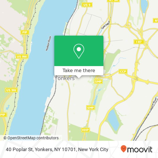 Mapa de 40 Poplar St, Yonkers, NY 10701