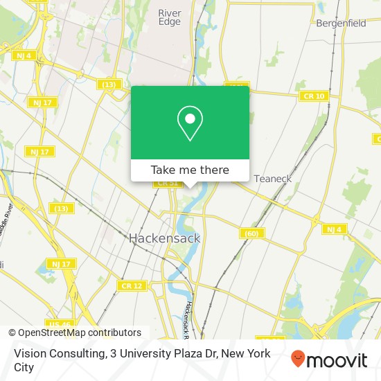 Mapa de Vision Consulting, 3 University Plaza Dr