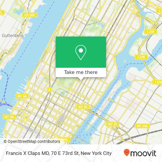 Francis X Claps MD, 70 E 73rd St map