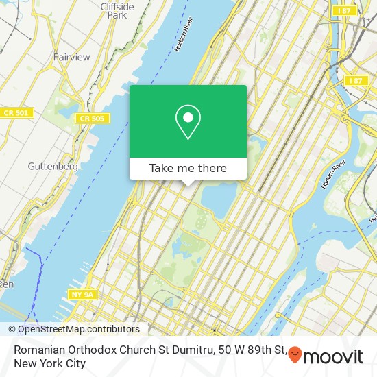 Mapa de Romanian Orthodox Church St Dumitru, 50 W 89th St