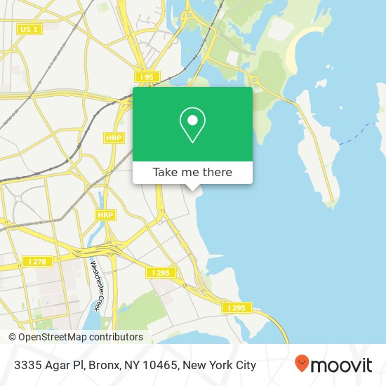 Mapa de 3335 Agar Pl, Bronx, NY 10465