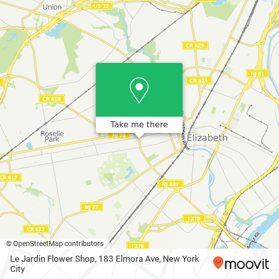 Mapa de Le Jardin Flower Shop, 183 Elmora Ave