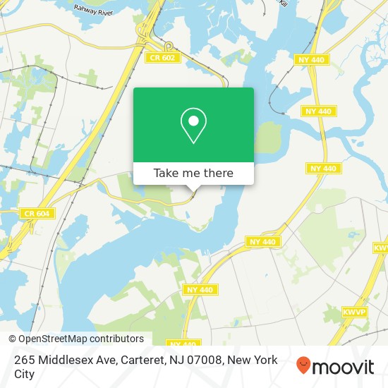 Mapa de 265 Middlesex Ave, Carteret, NJ 07008