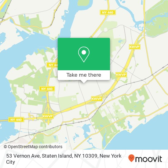 Mapa de 53 Vernon Ave, Staten Island, NY 10309