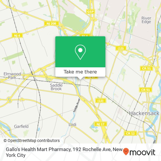 Mapa de Gallo's Health Mart Pharmacy, 192 Rochelle Ave