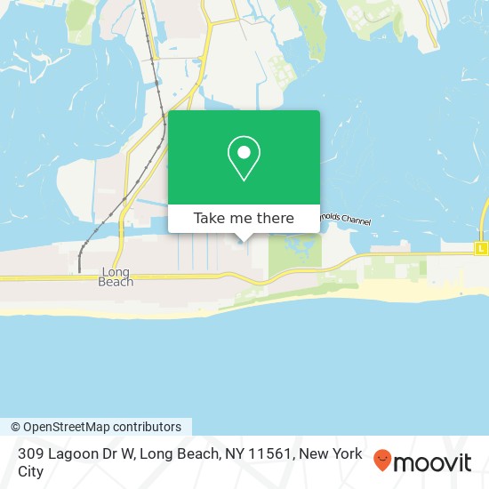 Mapa de 309 Lagoon Dr W, Long Beach, NY 11561
