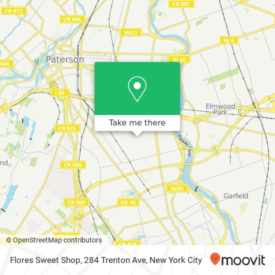 Mapa de Flores Sweet Shop, 284 Trenton Ave