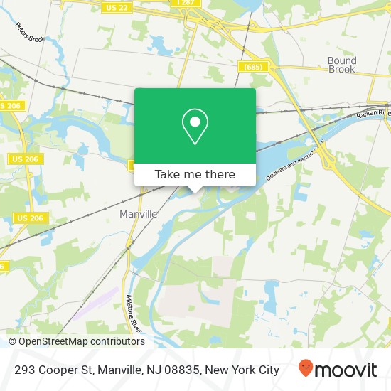 Mapa de 293 Cooper St, Manville, NJ 08835
