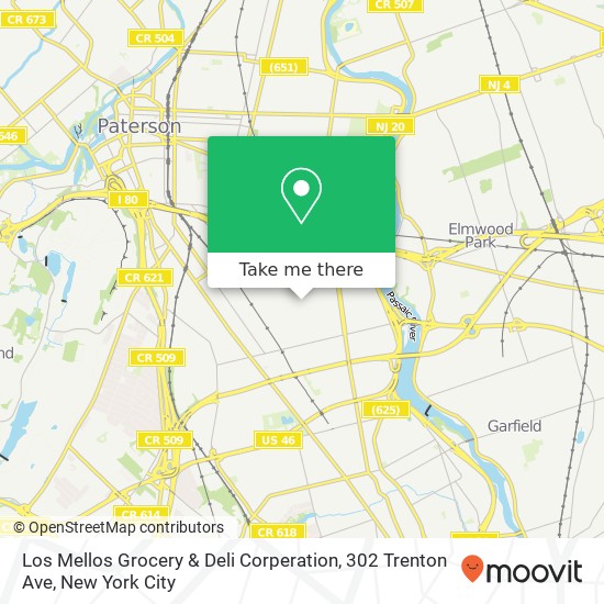 Mapa de Los Mellos Grocery & Deli Corperation, 302 Trenton Ave