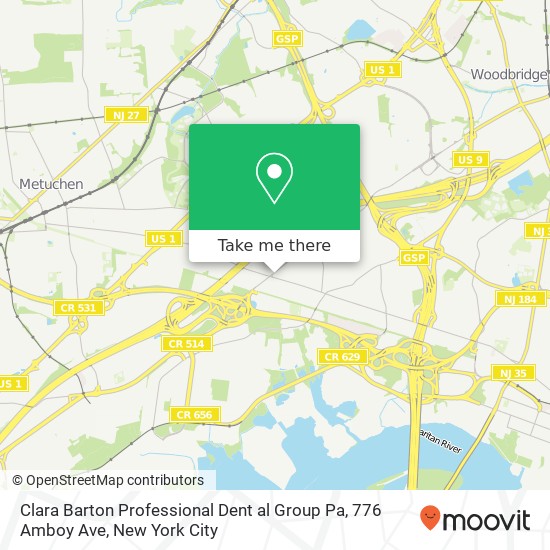 Clara Barton Professional Dent al Group Pa, 776 Amboy Ave map