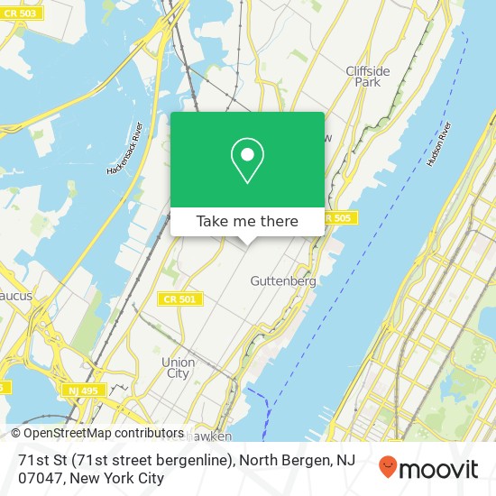 Mapa de 71st St (71st street bergenline), North Bergen, NJ 07047