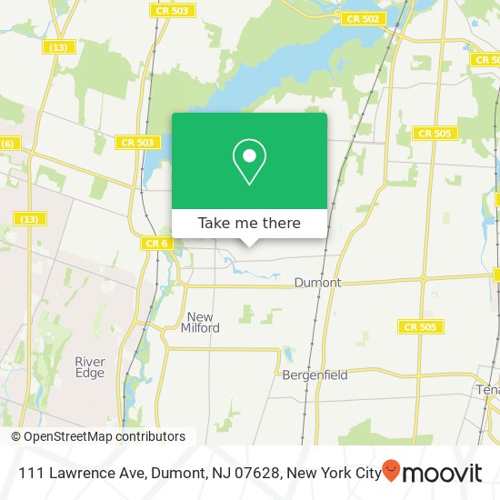 Mapa de 111 Lawrence Ave, Dumont, NJ 07628
