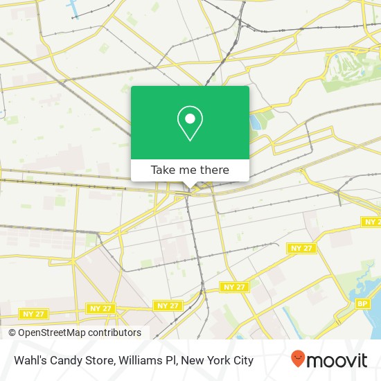 Wahl's Candy Store, Williams Pl map