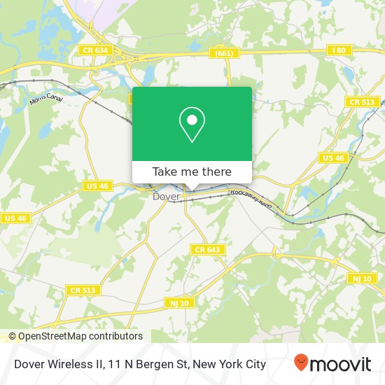Mapa de Dover Wireless II, 11 N Bergen St