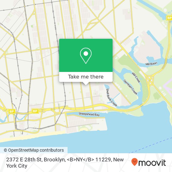 Mapa de 2372 E 28th St, Brooklyn, <B>NY< / B> 11229