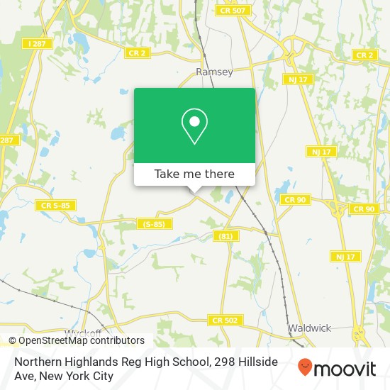 Mapa de Northern Highlands Reg High School, 298 Hillside Ave