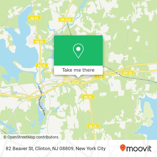 Mapa de 82 Beaver St, Clinton, NJ 08809