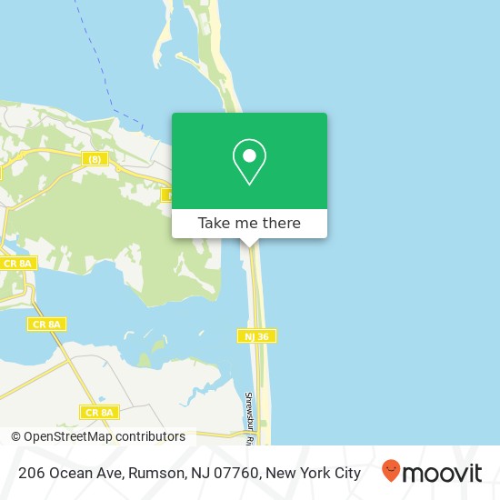 Mapa de 206 Ocean Ave, Rumson, NJ 07760