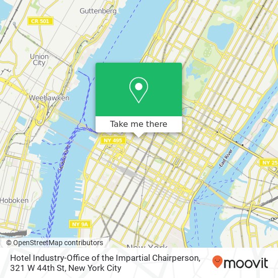 Mapa de Hotel Industry-Office of the Impartial Chairperson, 321 W 44th St