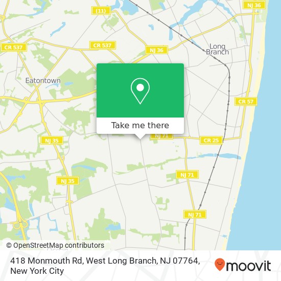 Mapa de 418 Monmouth Rd, West Long Branch, NJ 07764